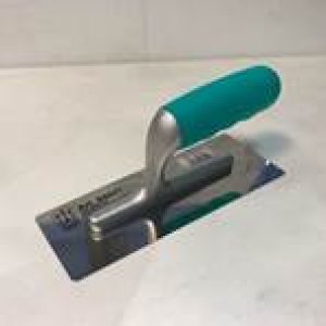 Кельма из нержавеющей стали трапецевидная с закругленными углами с прорезиненной ручкой